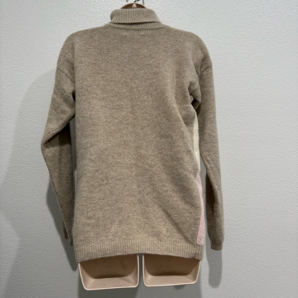 Vintage Lambswool Angora Blend Argyle Turtleneck Sweater S Funnel Neck - Picture 5 of 6
